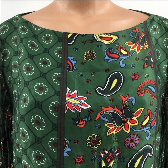 Zara Woman Green Paisley Print Fringe Tunic Dress - Picture 5 of 8